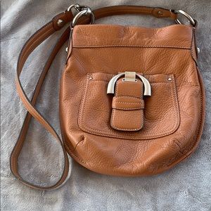 Brown soft leather crossbody handbag
